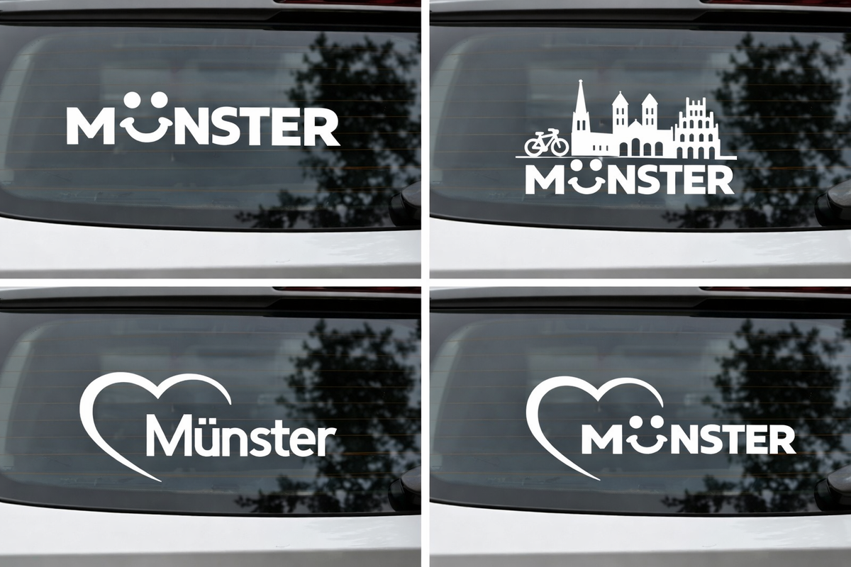 🚘 Zeig deine Liebe zu Münster ❤️– Autoaufkleber in 5 Designs