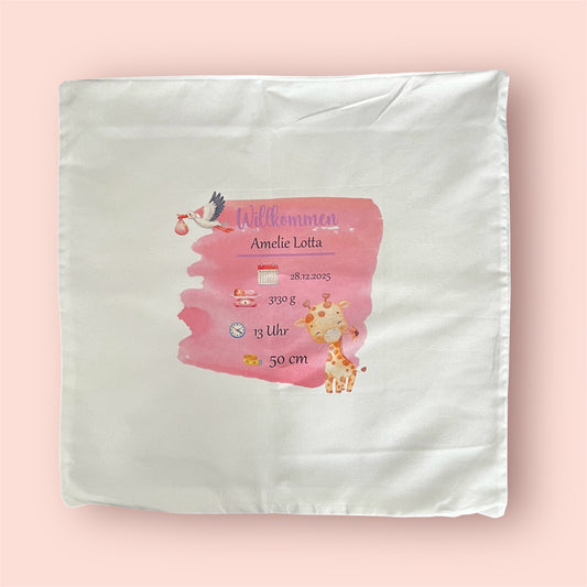 Personalisierter Kissenbezug zur Geburt – liebevolles Erinnerungsstück 💕