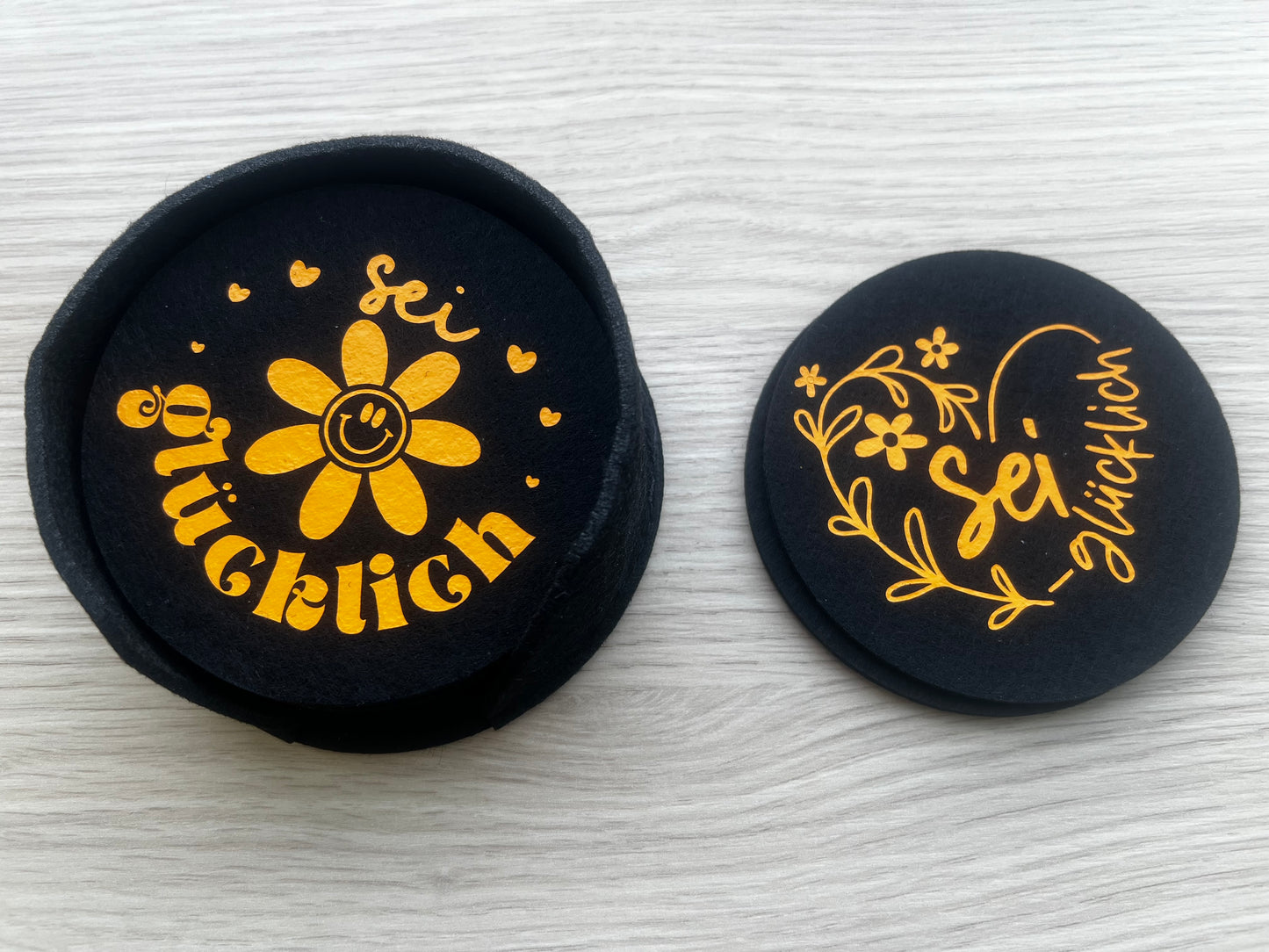 Filzuntersetzer mit positiven Sprüchen 🍀