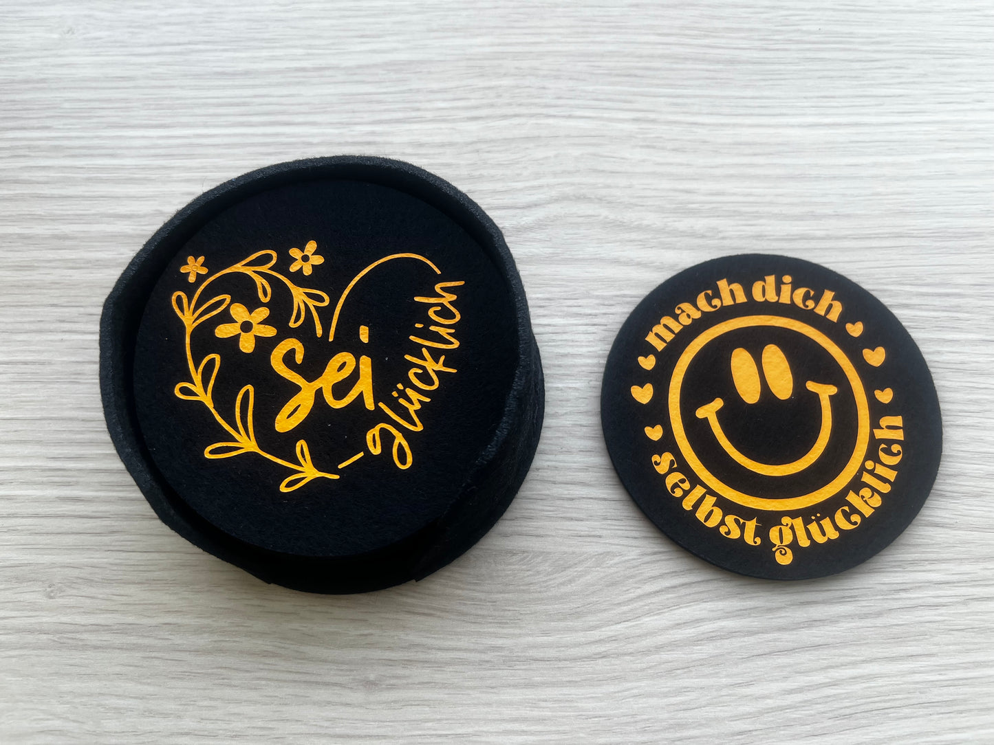 Filzuntersetzer mit positiven Sprüchen 🍀