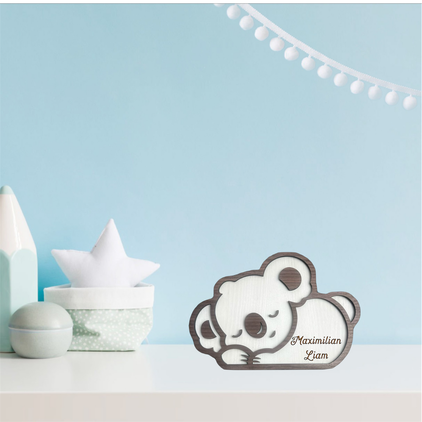 Mit Namen personalisiertes Holztier - Perfekt als Dekoration im Kinderzimmer❤️
