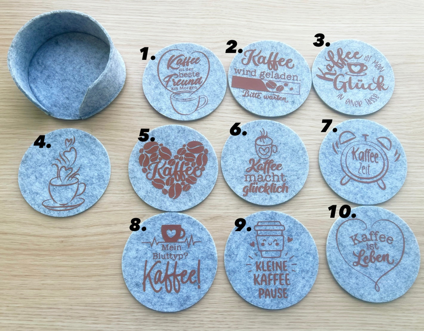 Filz Untersetzer Set „Kaffee Sprüche“ ☕️
