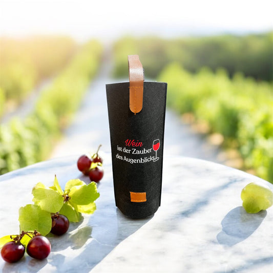 Stilvolle Flaschentasche mit Spruch – ein- oder beidseitig bedruckt