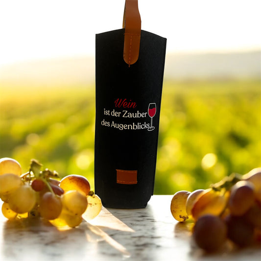 Stilvolle Flaschentasche mit Spruch – ein- oder beidseitig bedruckt