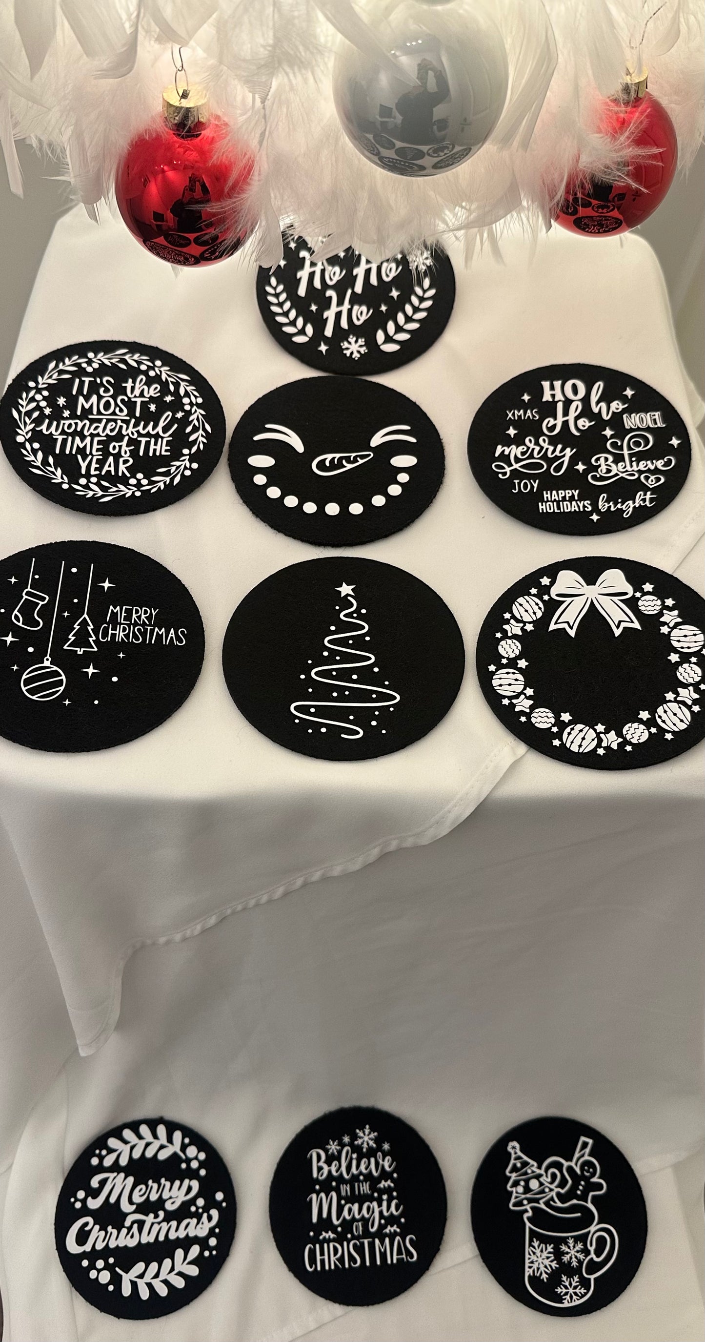 Untersetzer Weihnachten s/w