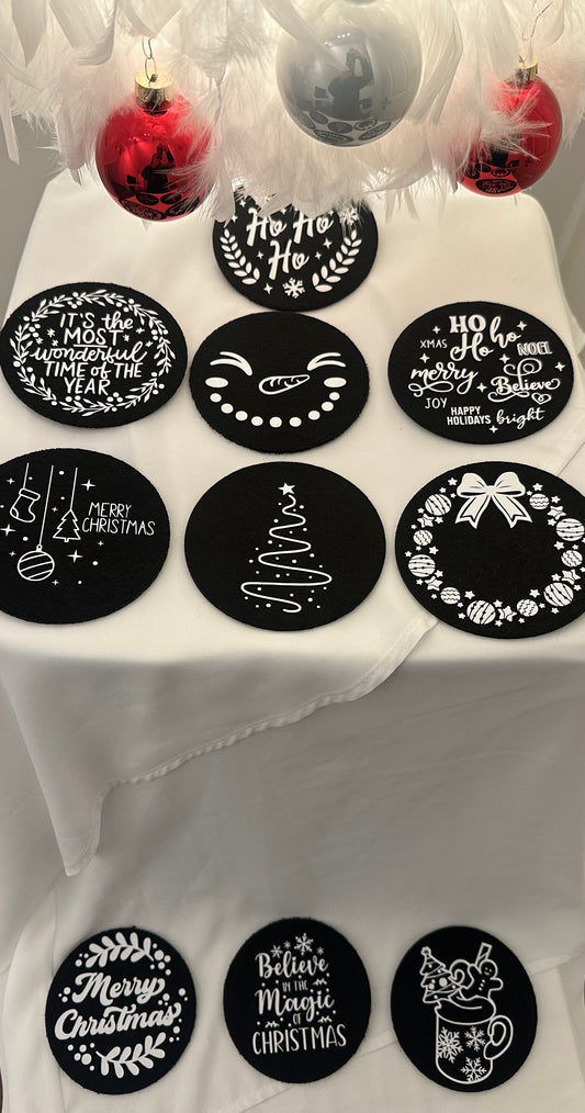 Untersetzer Weihnachten s/w